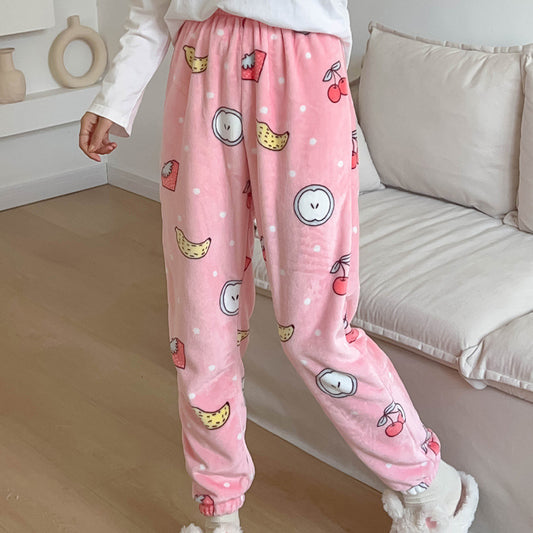 Autumn And Winter Pajama Fairy Warm Flannel Trousers Coral Fleece Homewear Pants