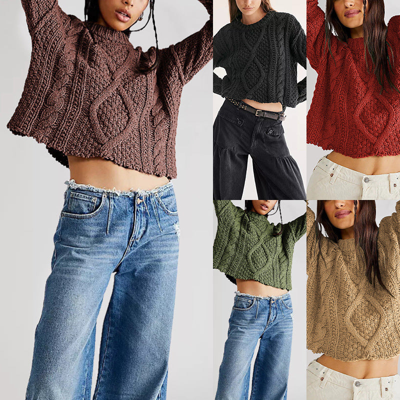 Women's Twist Twisted Rope Loose Pullover