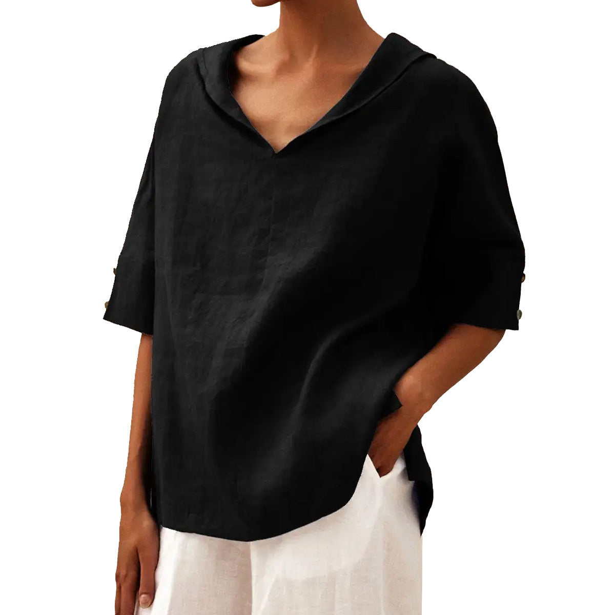 Women's Creative Printing Cotton And Linen Relaxed-fit Hoodie Top