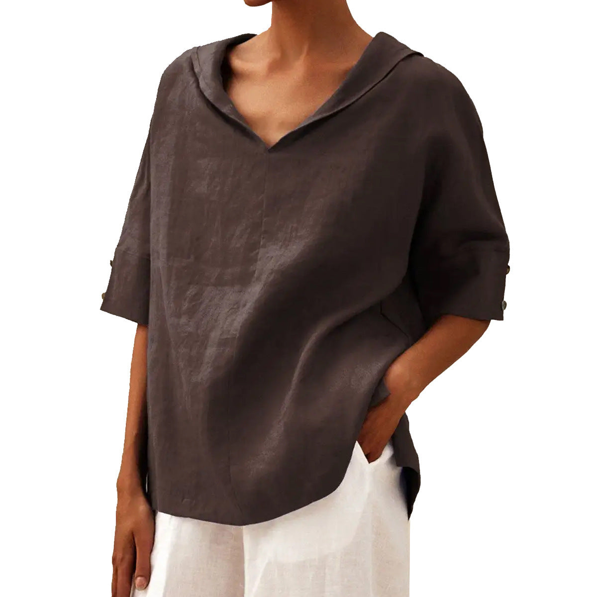 Women's Creative Printing Cotton And Linen Relaxed-fit Hoodie Top