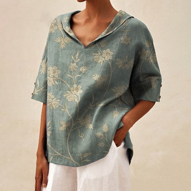 Women's Creative Printing Cotton And Linen Relaxed-fit Hoodie Top