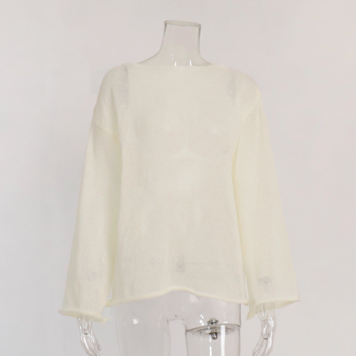 Women's Hollow Knitted Top Bohemian Style Round Neck Flared Sleeve T-shirt