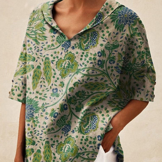 Women's Creative Printing Cotton And Linen Relaxed-fit Hoodie Top