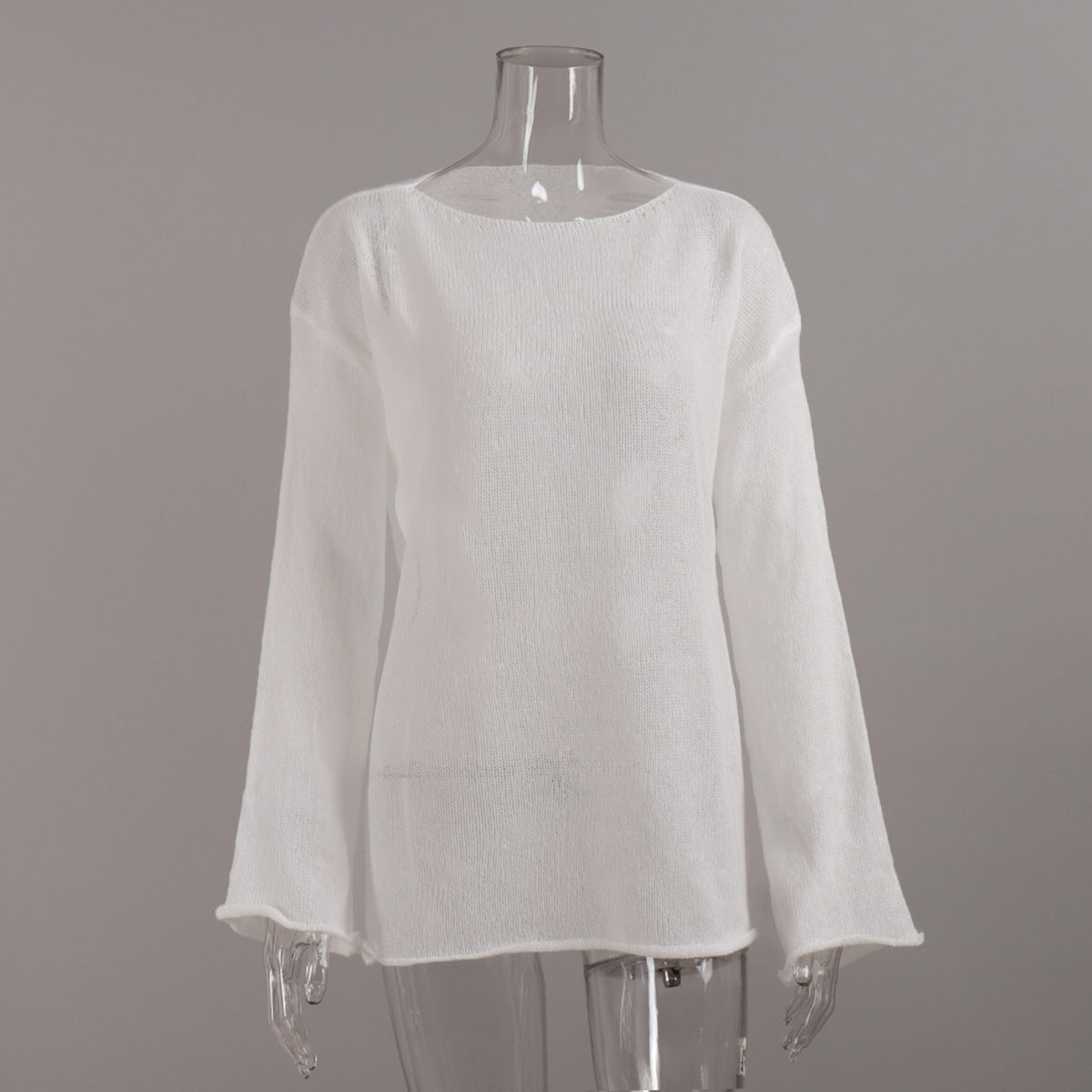 Women's Hollow Knitted Top Bohemian Style Round Neck Flared Sleeve T-shirt