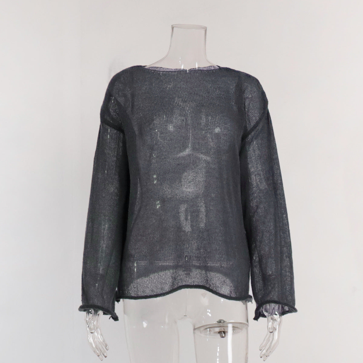 Women's Hollow Knitted Top Bohemian Style Round Neck Flared Sleeve T-shirt