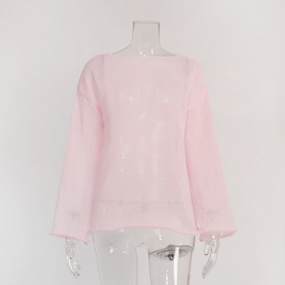 Women's Hollow Knitted Top Bohemian Style Round Neck Flared Sleeve T-shirt