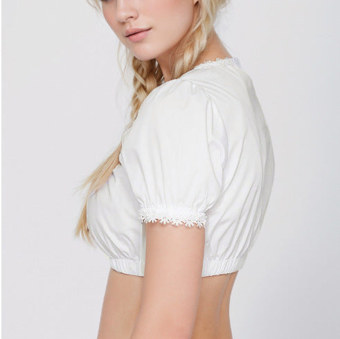 White Oktoberfest Clothing Top Short Sleeve Shirt