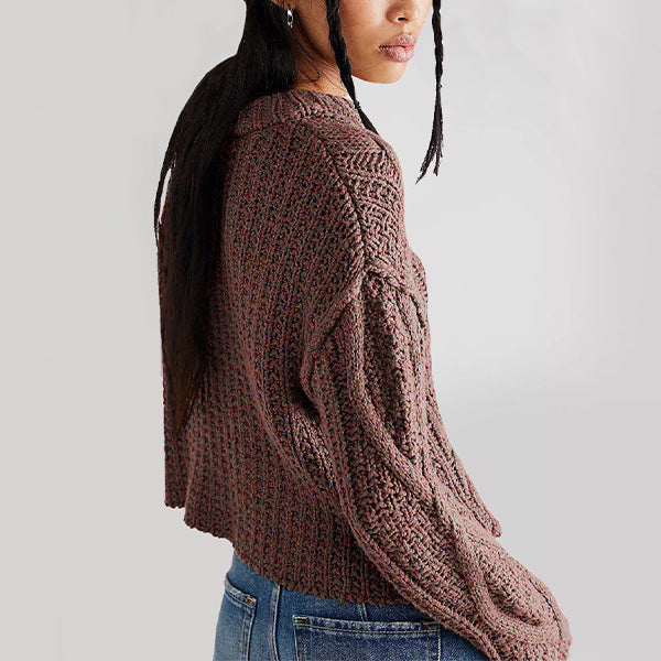 Women's Twist Twisted Rope Loose Pullover