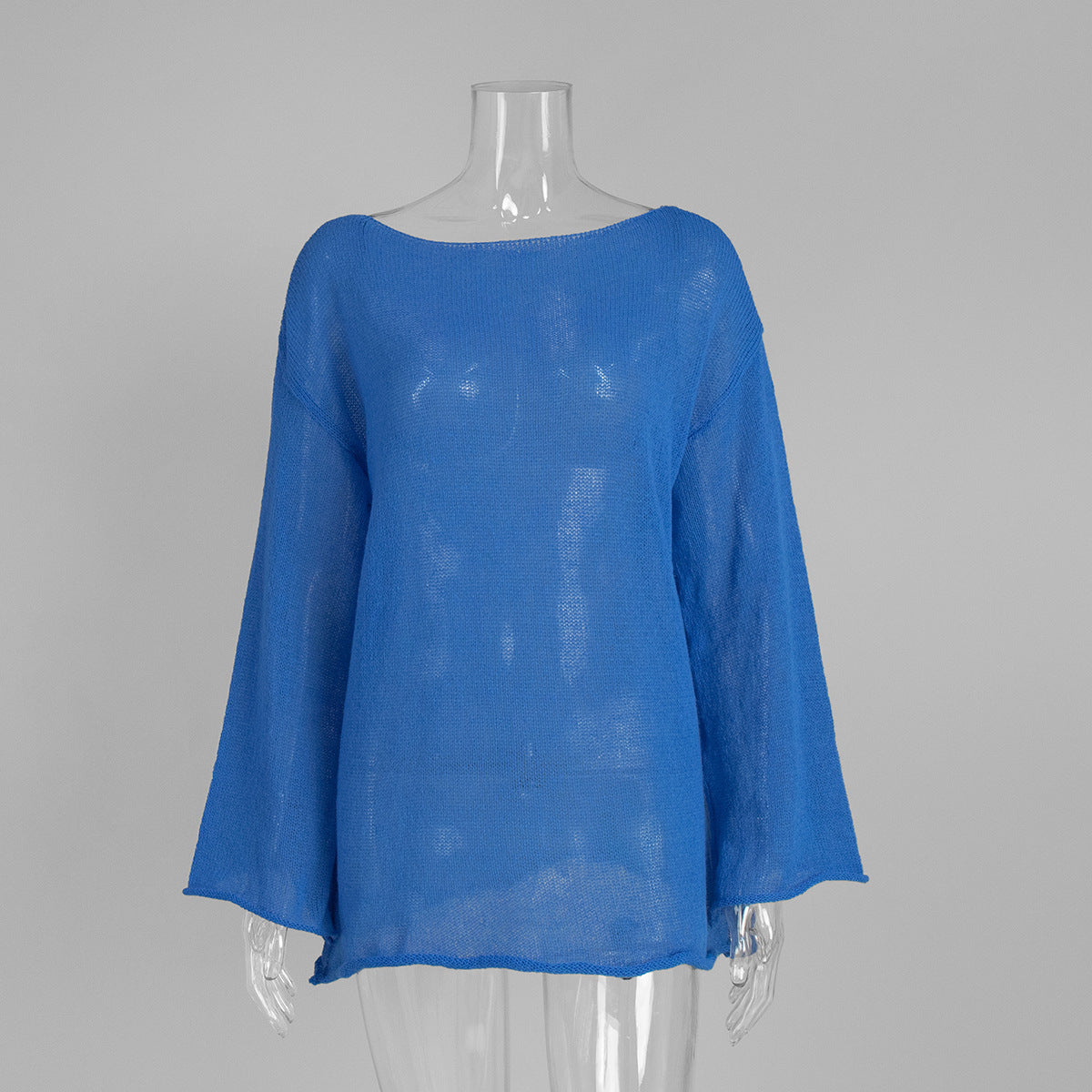 Women's Hollow Knitted Top Bohemian Style Round Neck Flared Sleeve T-shirt