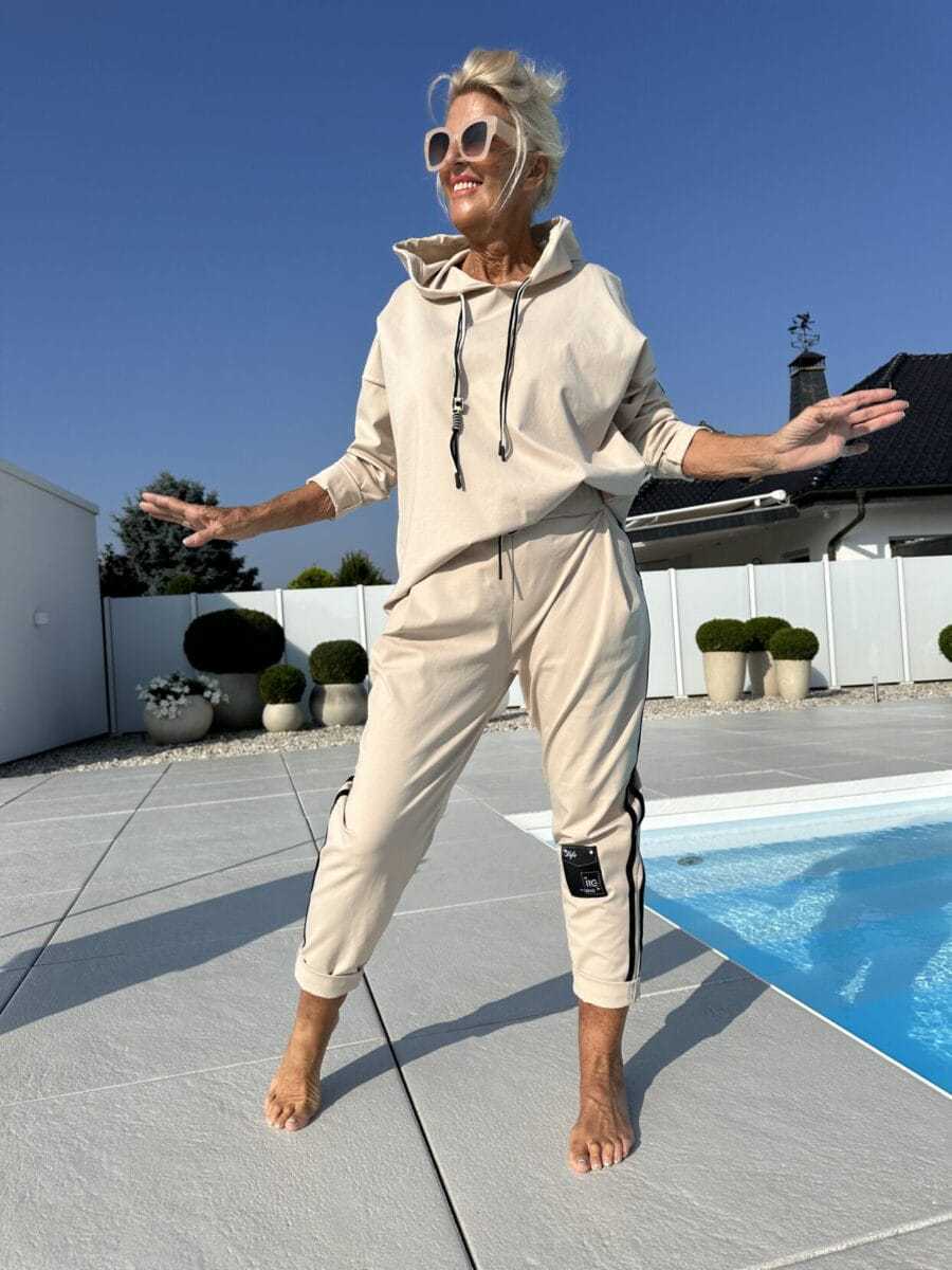 Round Neck Long Sleeve Braiding Stitching Trousers Suit