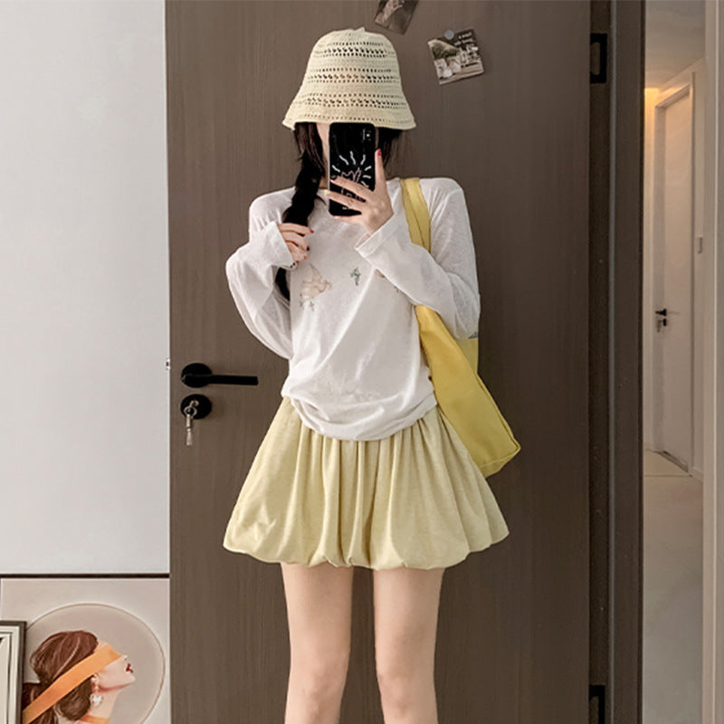 Glutinous Rice Bud High Waist Crimp Slimming Skirt