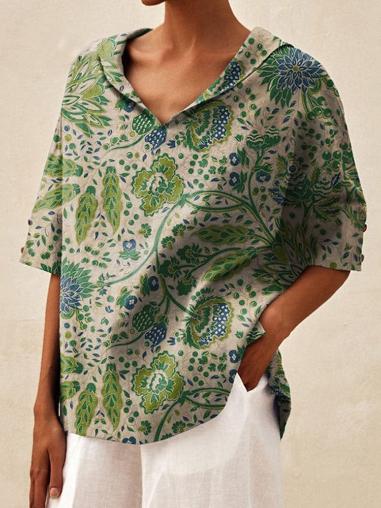 Women's Creative Printing Cotton And Linen Relaxed-fit Hoodie Top